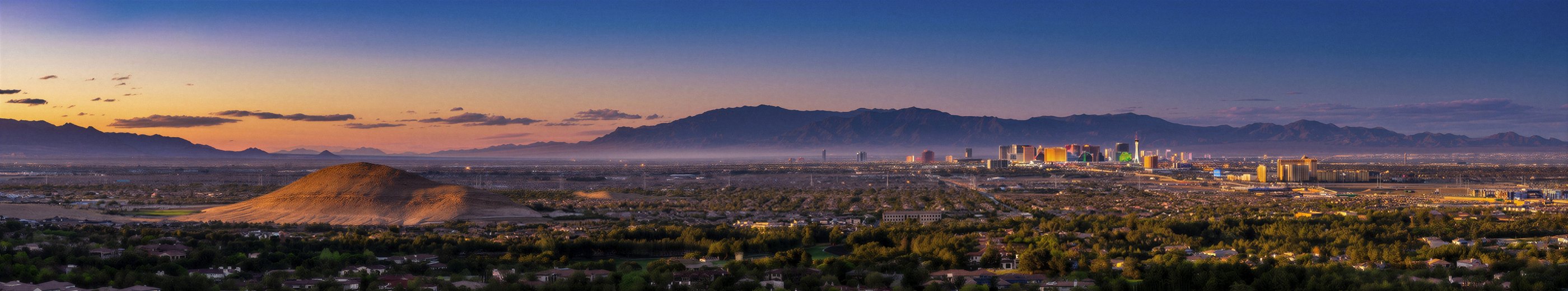 Las Vegas Strip ultra-wide panoramic at dusk — portfolio frame 43