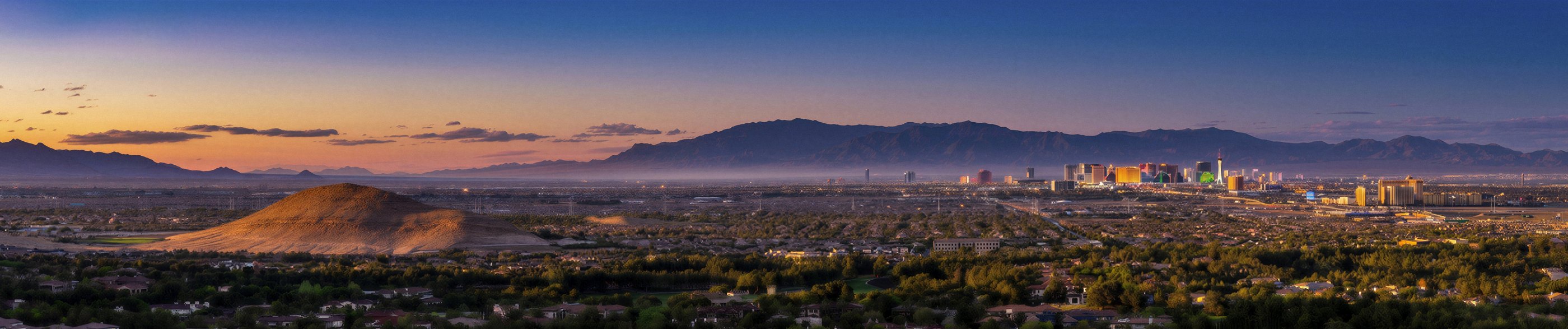 Las Vegas valley ultra-wide panoramic at dusk — portfolio frame 44